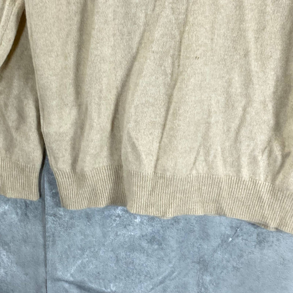 CLUB ROOM Men's Sand Cashmere V-Neck Long-Sleeve Pullover Sweater SZ M