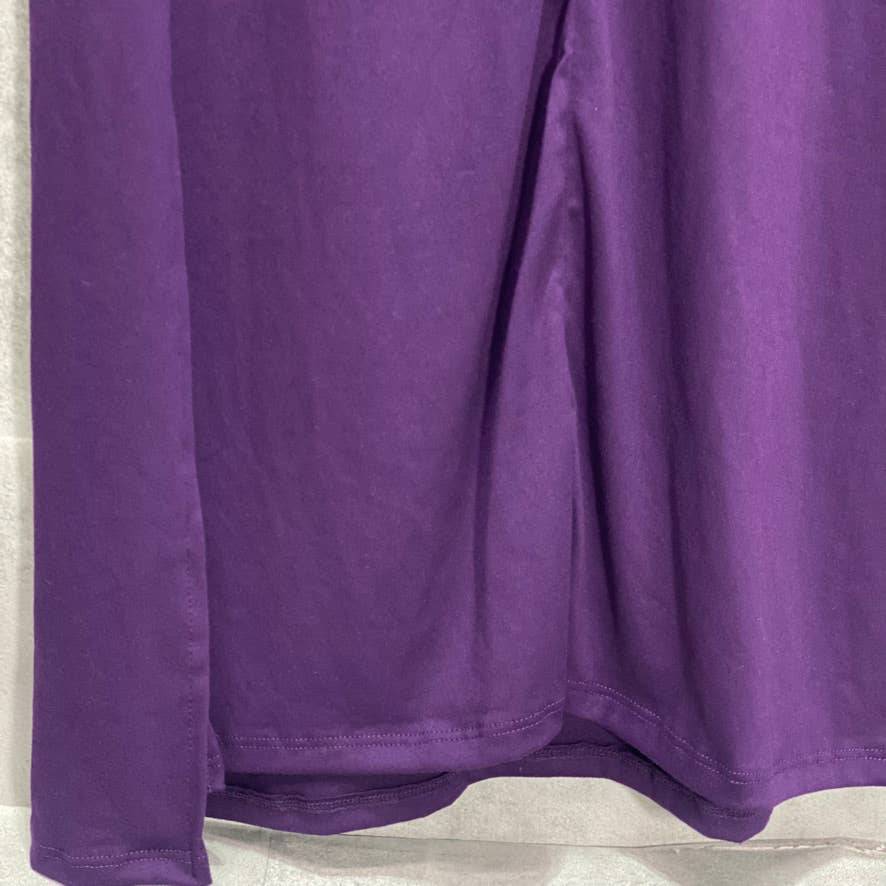 24SEVEN COMFORT APPAREL Purple Form Fitting Long Sleeve Side Slit Maxi Dress SZ XL