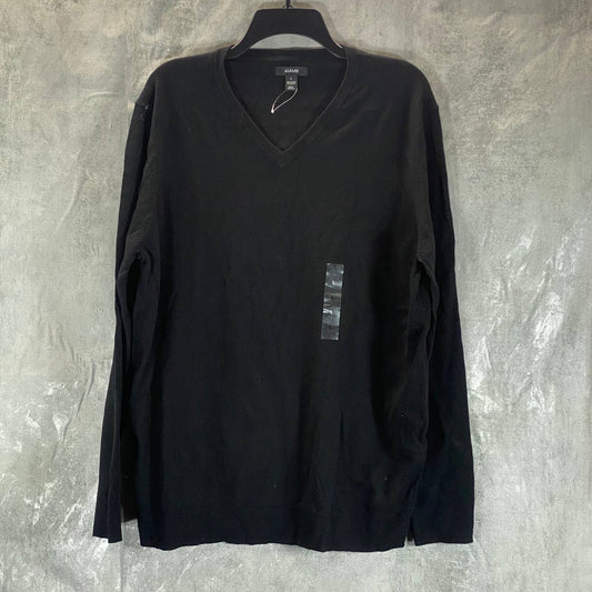 ALFANI Men's Deep Black Solid V-Neck Cotton Long-Sleeve Pullover Sweater SZ L