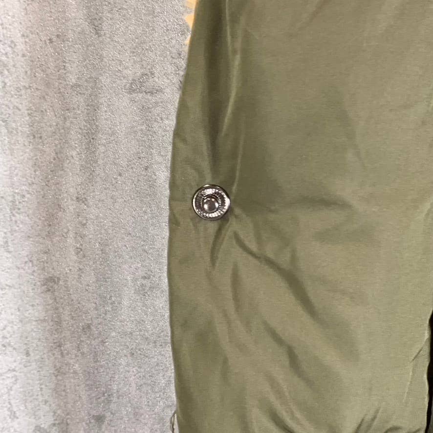 STEVE MADDEN Women's Green/Animal-Print Fleece Pocket Puffer Scarf SZ OS