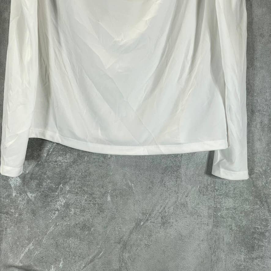 INC INTERNATIONAL CONCEPTS Women's Washed White Button-Trim Puff-Sleeve Top SZ M