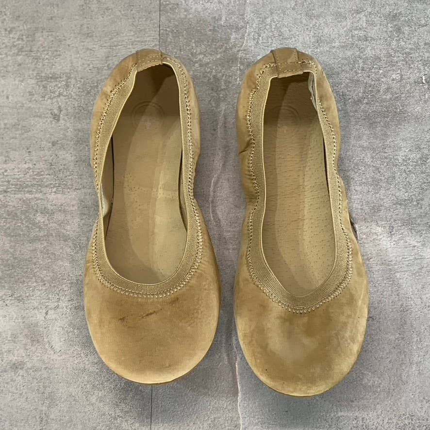 CHARLESTON SHOE CO Women's Tan Leather Gigi Round-Toe Slip-On Ballet Flats SZ 7