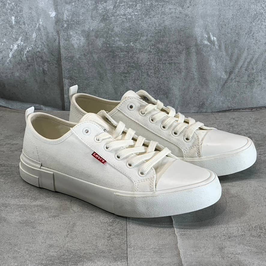 LEVI'S Women's White Mono Canvas Becky Low-Top Lace-Up Sneakers SZ 9