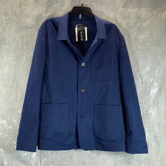 ALFANI Men's Navy Blue Regular-Fit 4-Button Solid Shirt Jacket SZ L