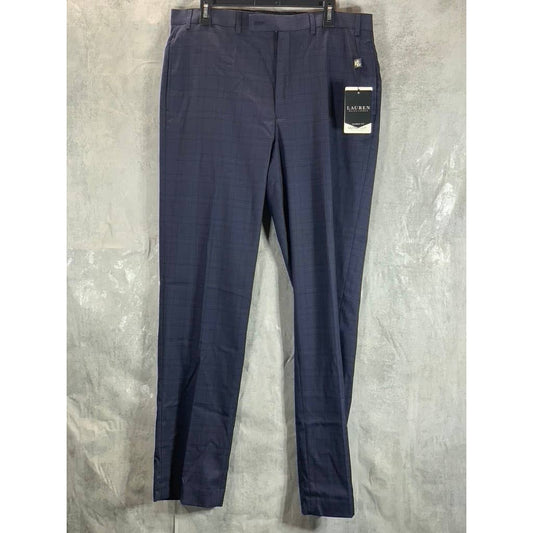 LAUREN RALPH LAUREN Men's Navy Windowpane Stretch Classic-Fit Suit Pants SZ36X34