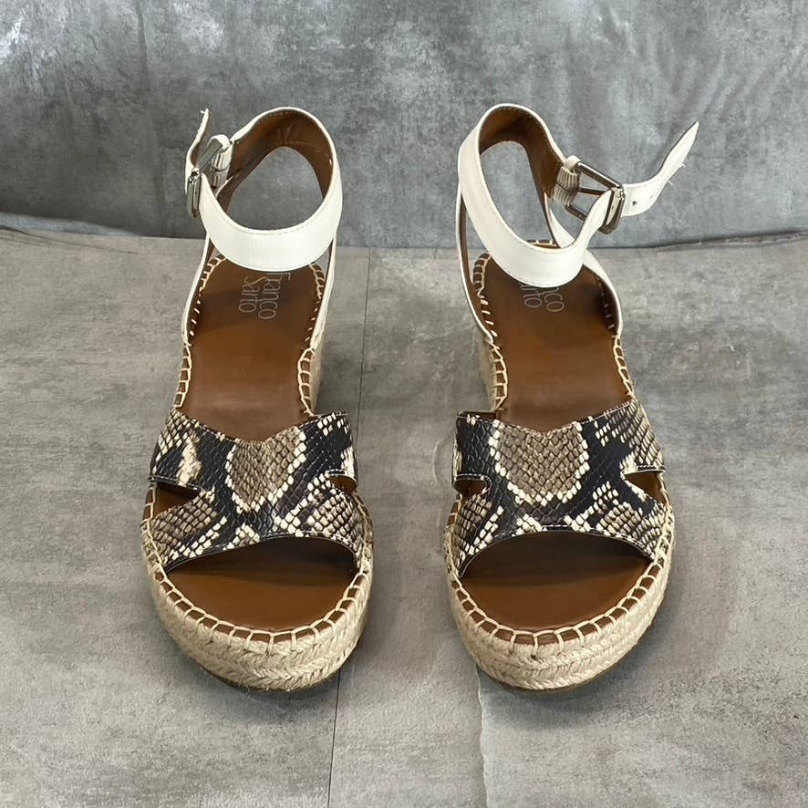 FRANCO SARTO Women's Natural Snake Embossed Pellia Espadrille Sandals SZ 10