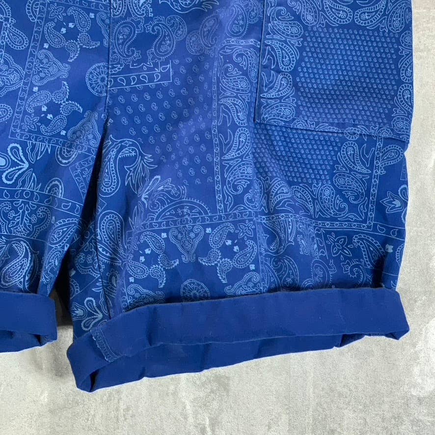 STYLE & CO Women's Paisley Blue Mid-Rise Roll-Cuff Bermuda Shorts SZ 18