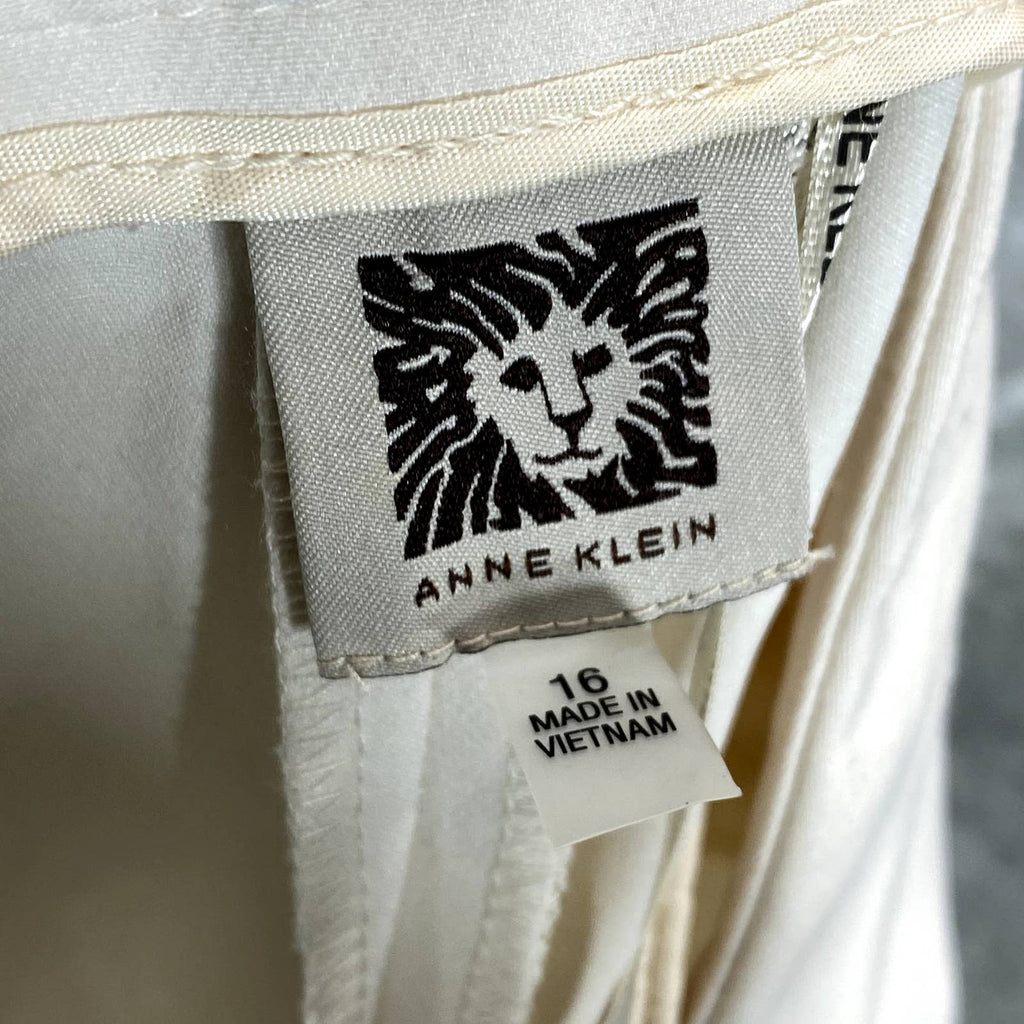 ANNE KLEIN Women's Annie White Mid-Rise Cropped Straight-Leg Pants SZ 16