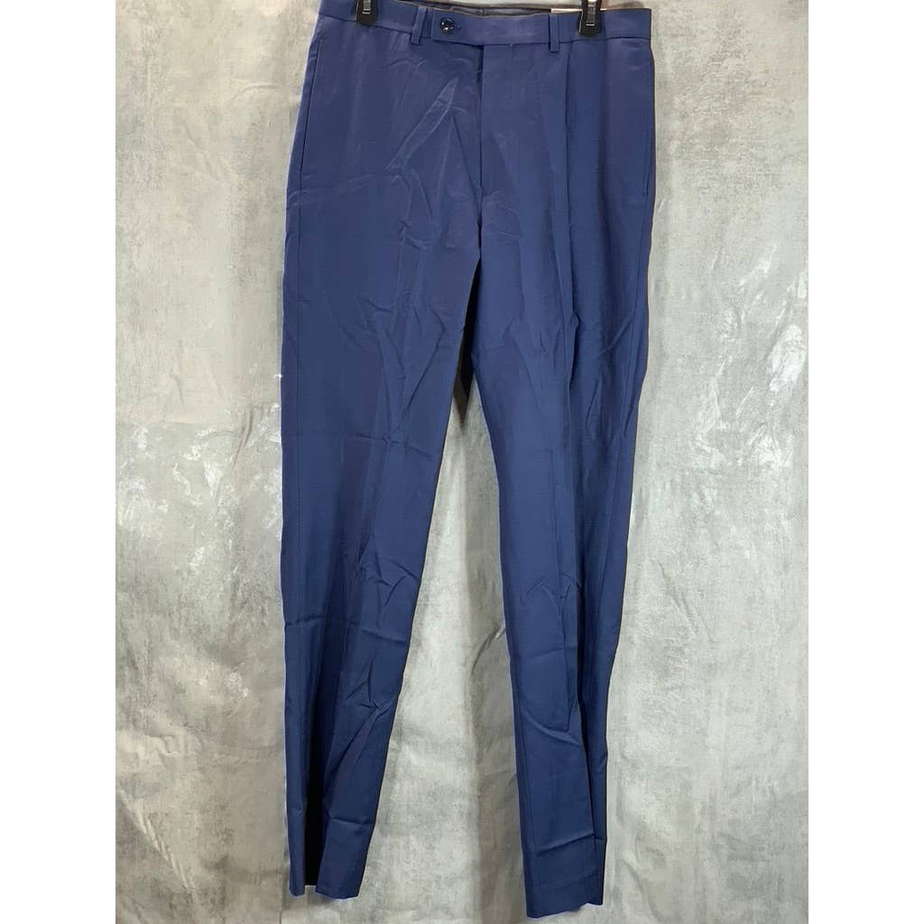 CALVIN KLEIN Men's Blue Slim-Fit Flat Front Dress Pants SZ 32X34