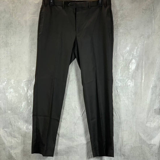 IZOD Men's Solid Black Classic-Fit Flat Front Suit Pants SZ 36x32