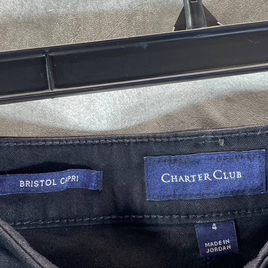 CHARTER CLUB Women's Saturated Black Tummy-Control Bristol Capri Jeans SZ 4