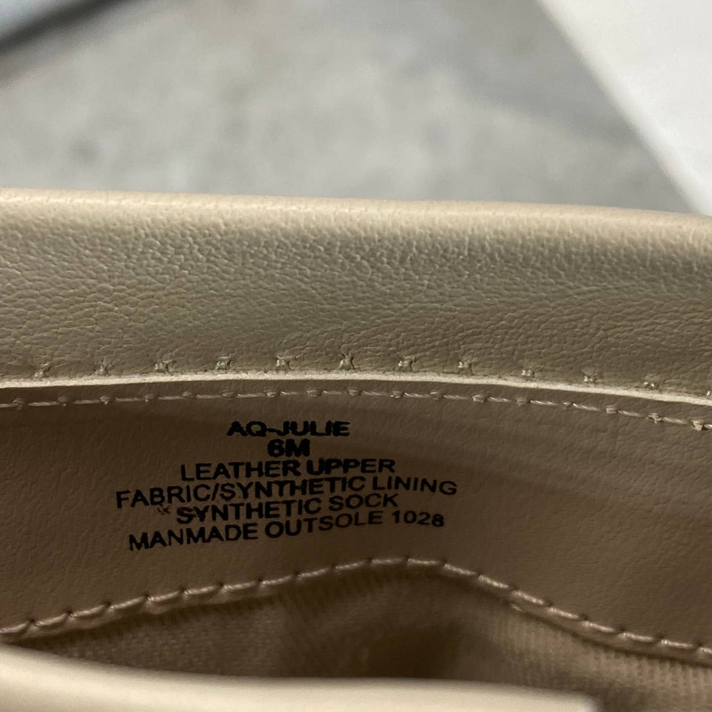 AQUA Women's Bone Leather Julie Square-Toe Block-Heel Booties SZ 6