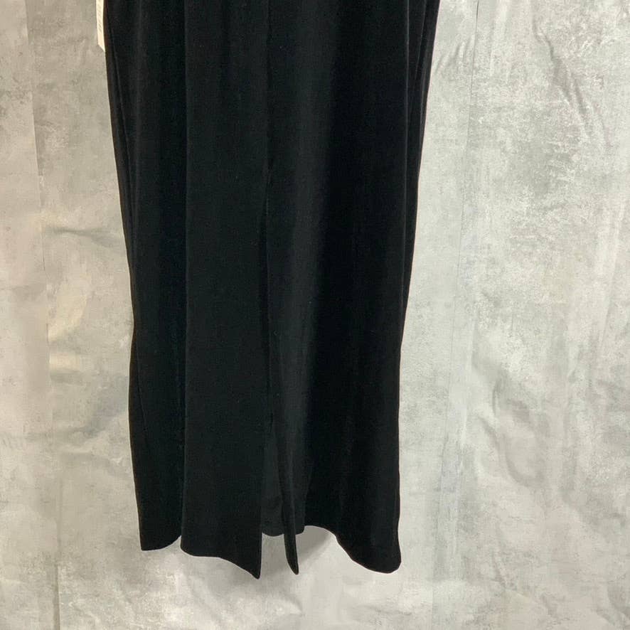 BARDOT Women's Black Alisa Velour Midi Tie-Neck Front Slit Sheath Dress SZ 8