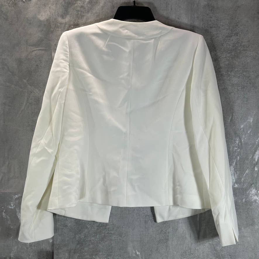 KASPER Women's Vanilla Ice Stone Embellished Open-Front Flyaway Blazer SZ 6