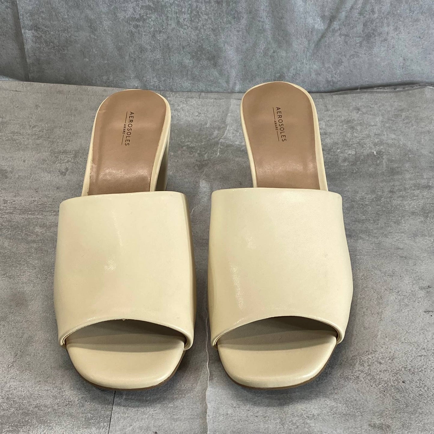 AEROSOLES Women's Off-White Entree Round-Toe Block-Heel Dress Sandals SZ 10