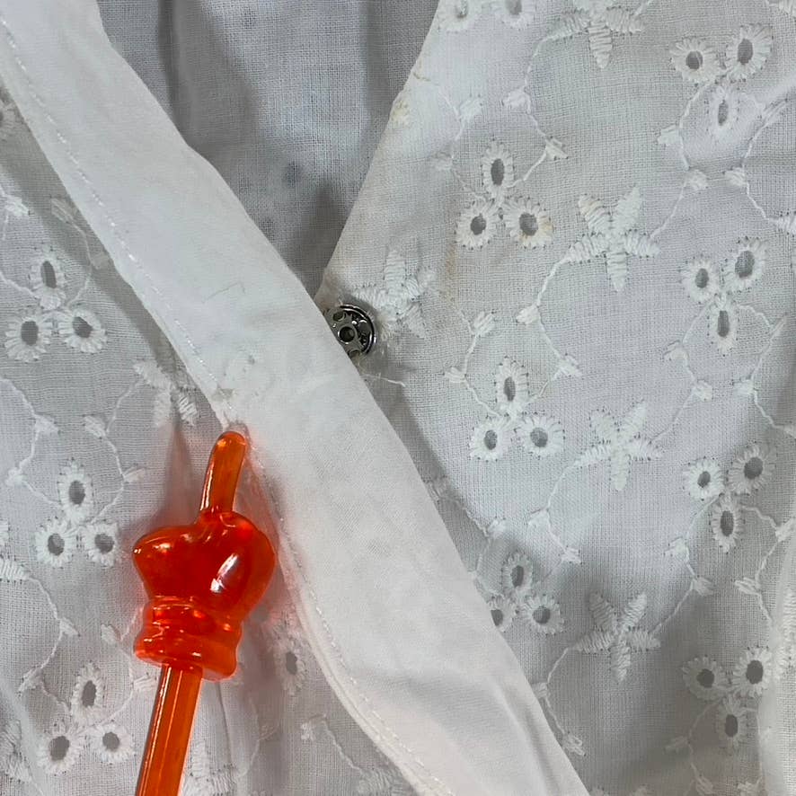 1. STATE Women's White Eyelet Wrap-Front Ruched Elbow-Sleeve Mini Dress SZ 2