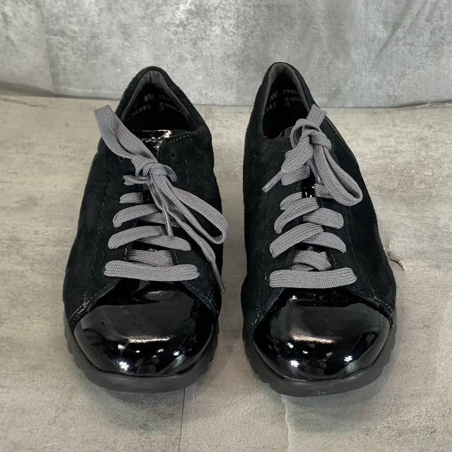 MUNRO Women's Extra Wide Black Mixed Media Kellee Lace-Up Sneakers SZ 6WW