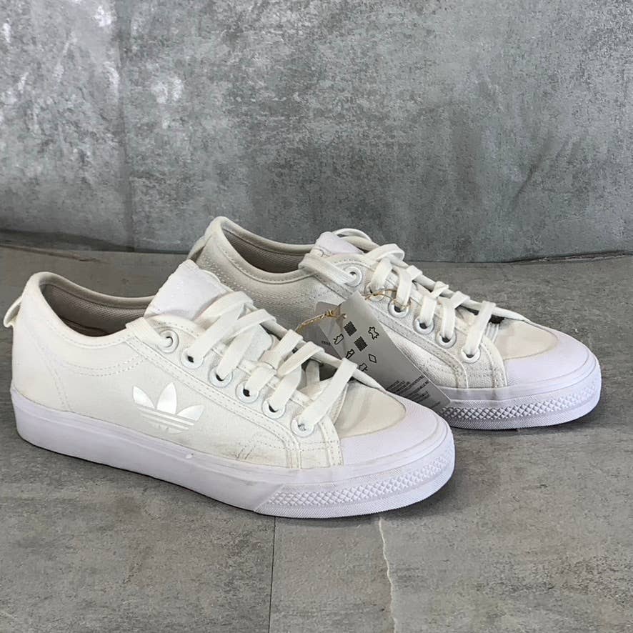 ADIDAS Women's Triple White Nizza Trefiol Lace-Up Sneakers SZ 6