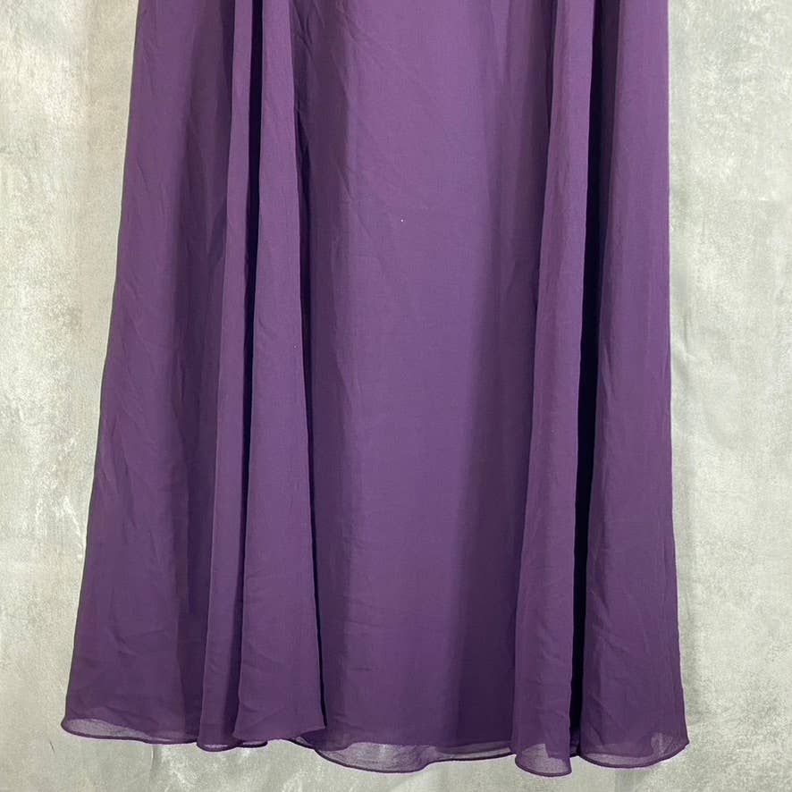 J KARA Women's Plum Beaded Embellished Sleeveless A-Line Maxi Gown SZ 14