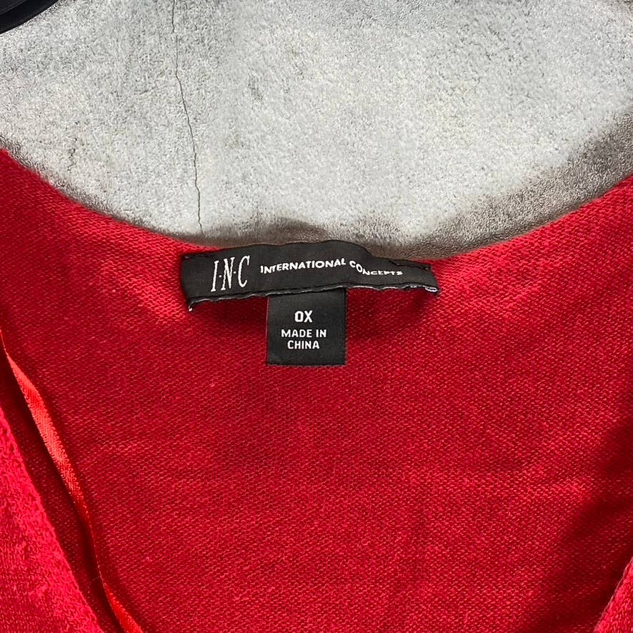 INC INTERNATIONAL CONCEPTS Women's Plus Real Red V-Neck Hi-Low Hem Pullover SZ0X