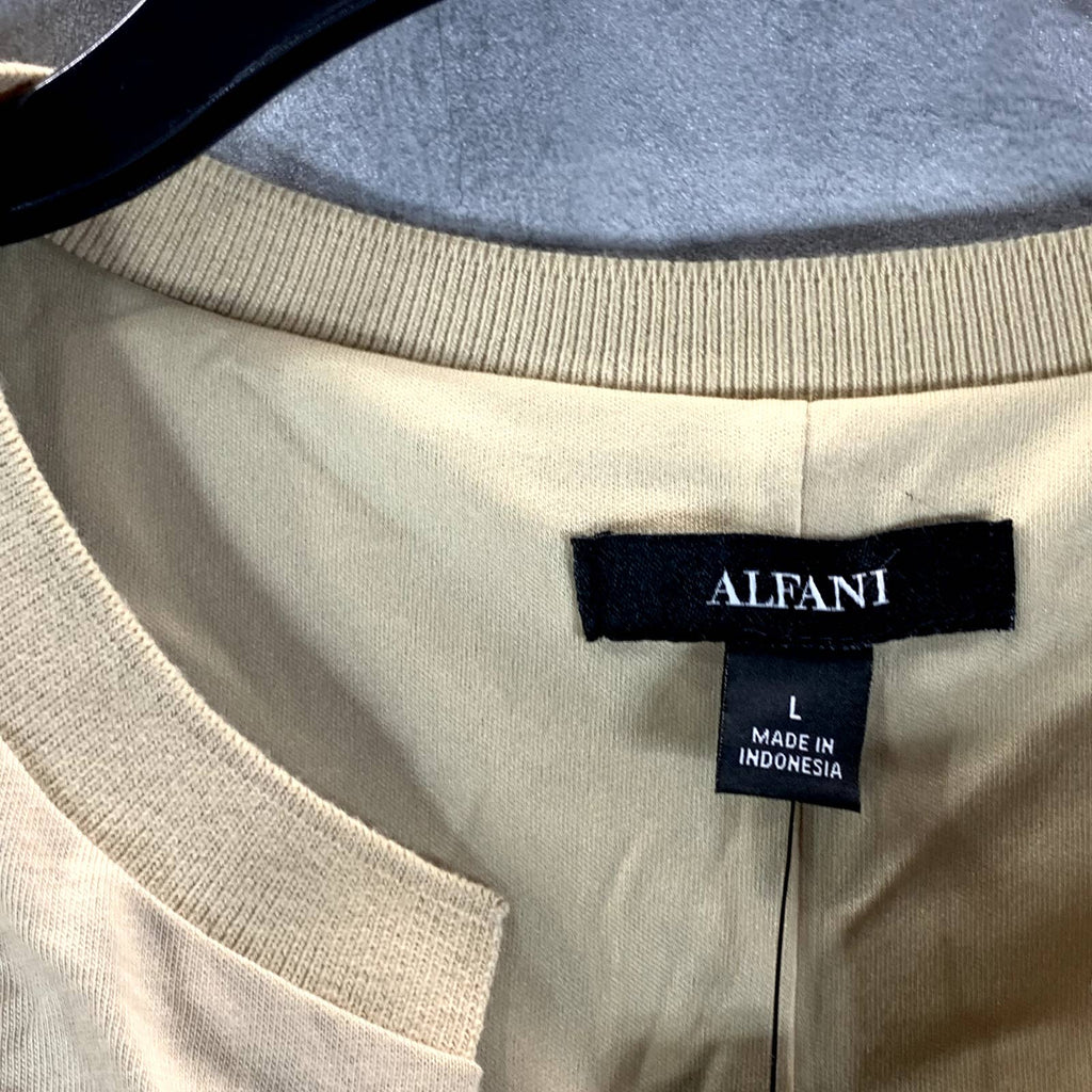 ALFANI Women's Cream Beige Band Collar V-Neck Sleeveless Blouson Top SZ L