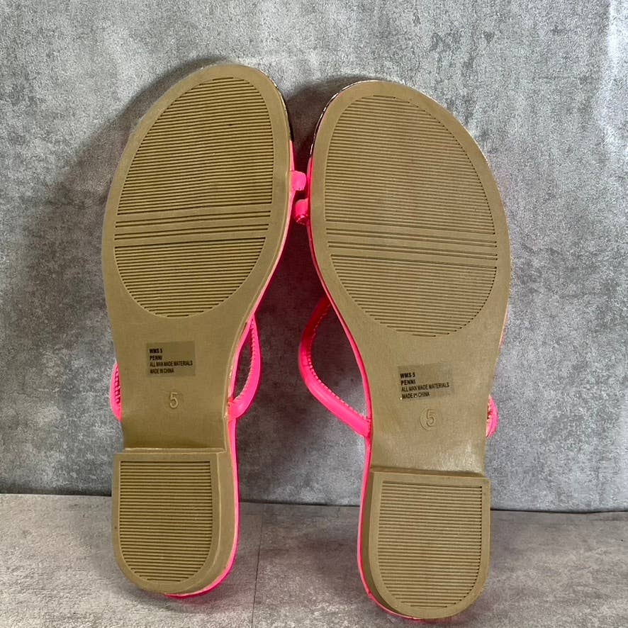 DV DOLCE VITA Women's Fuchsia Penni Toe-Loop Slip-On Flip Flops SZ 5