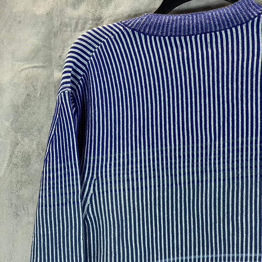ALFANI Men's Blue Nite Escape Crewneck Ombre Striped Pullover Sweater SZ L