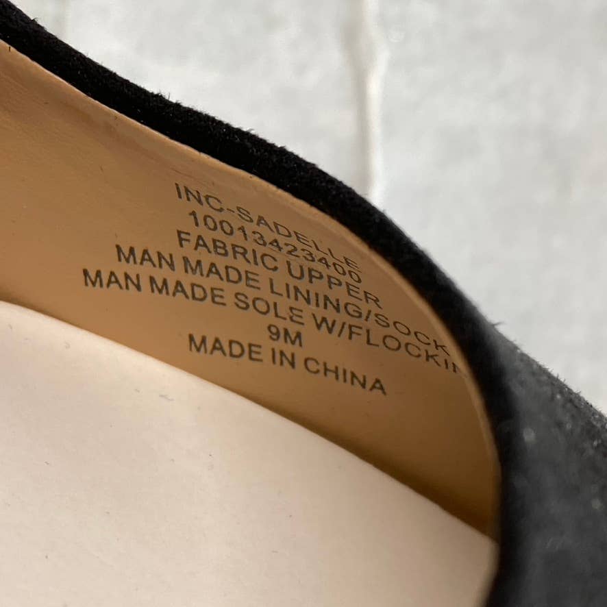 INC INTERNATIONAL CONCEPTS Women's Black Micro Sadelle Chain-Detail Pumps SZ 9