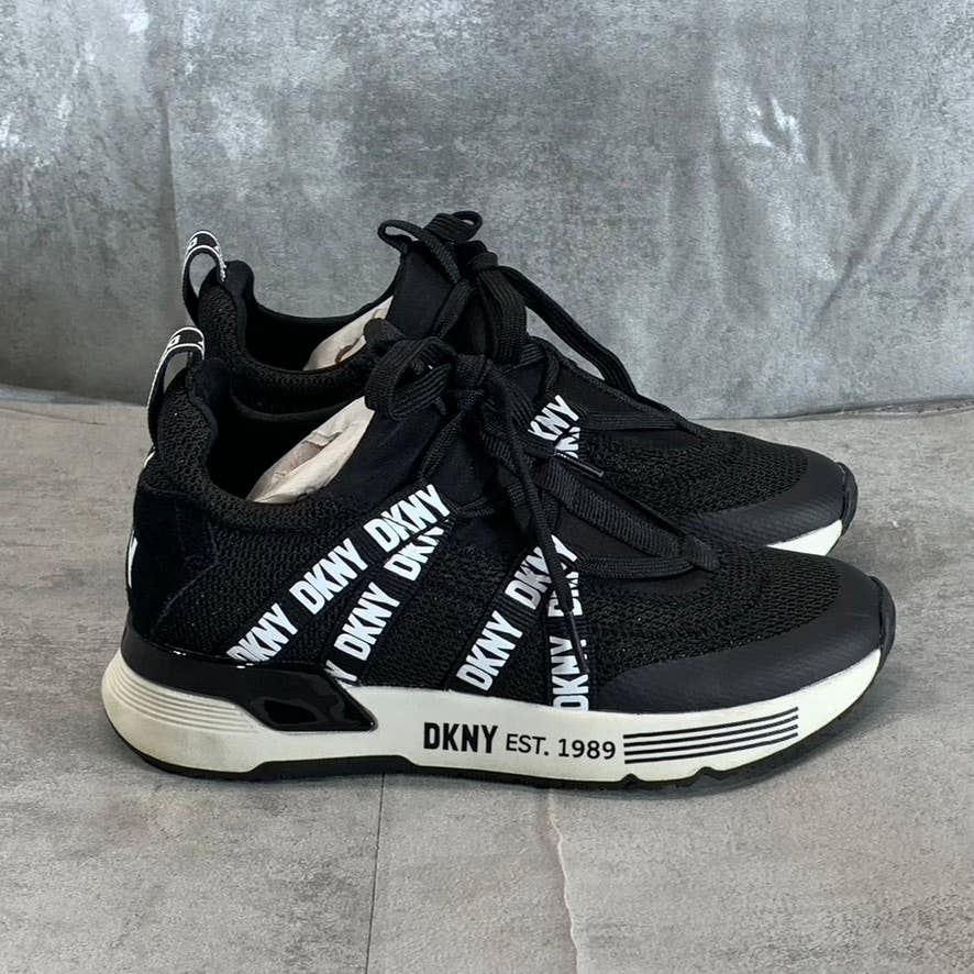 DKNY Women's Black Nash Round-Toe Lace-Up Slip-On Sneakers SZ 6