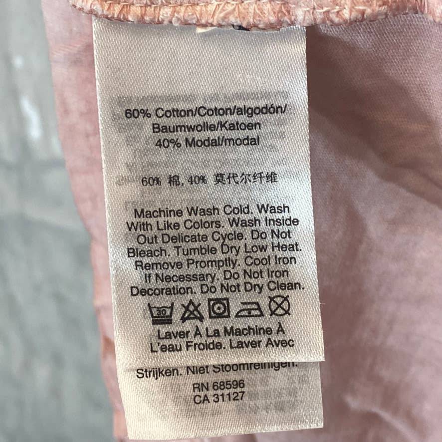 DKNY Jeans Women's Pink Graffiti-Print Metallic Logo Short Sleeve Crewneck T-Shirt SZ S