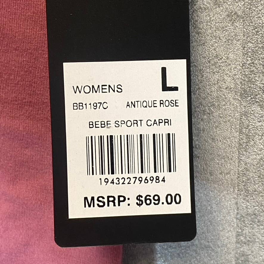 BEBE SPORT Women's Antic Rose Basic Solid Pull-On Capri Leggings SZ L