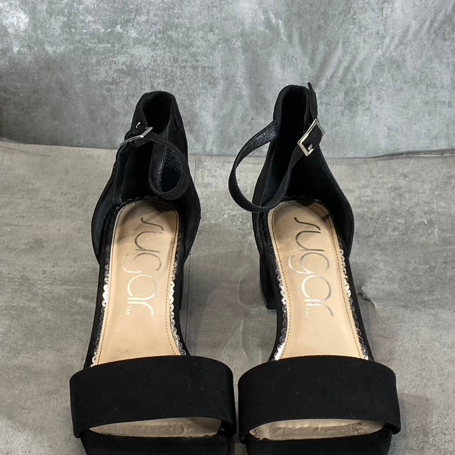 SUGAR Women's Black Noelle Memory Foam Ankle-Strap Low Dress Sandals SZ 10
