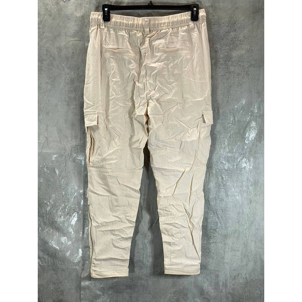 INC Women's Cashmere Cream EARTH Cargo High-Rise Zipper-Hem Joggers SZ L