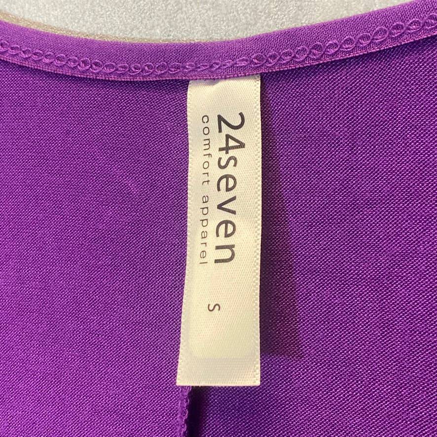 24/7 COMFORT APPAREL Women's Purple V-Neck 3/4 Sleeve Swing Tunic Top SZ S