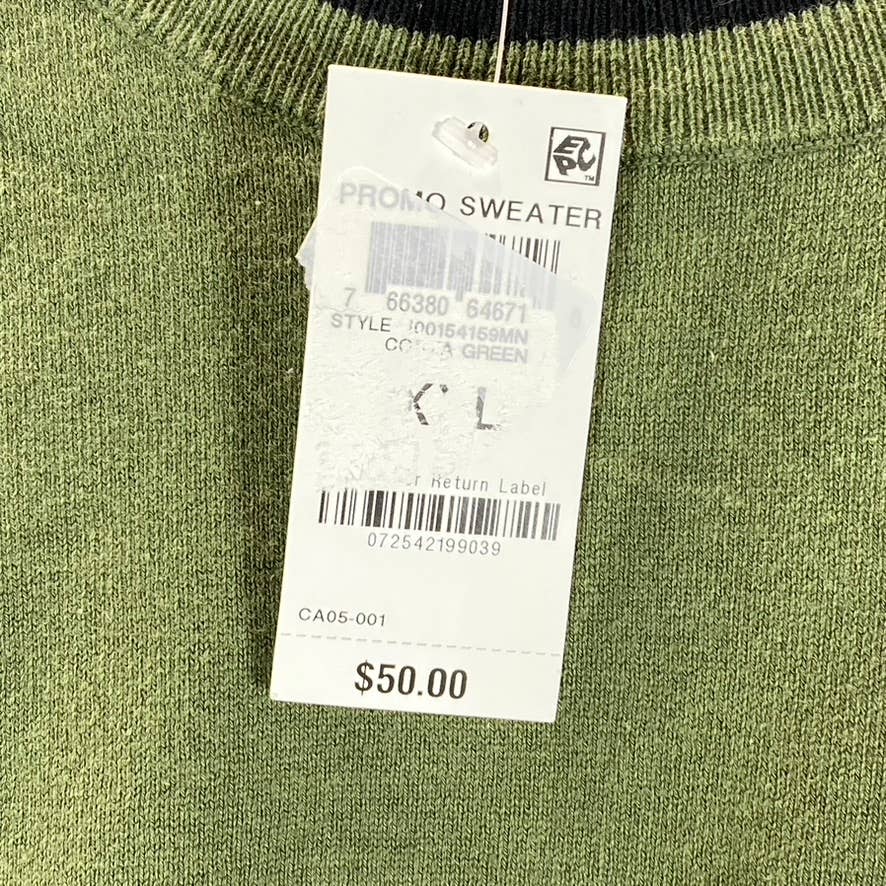 ALFANI Men's Costa Green Contrast Edge Crewneck Long-Sleeve Sweater SZ 2XL