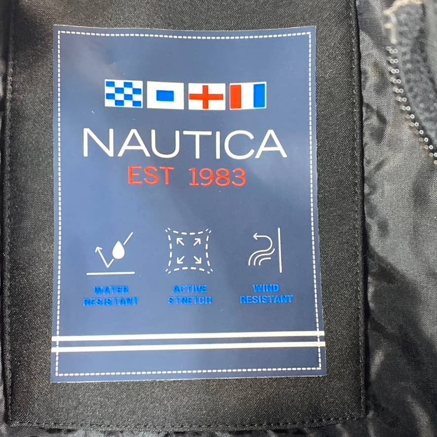 NAUTICA Men's Black Solid Mixed Media Lightweight Water-Resistant Jacket SZ XL