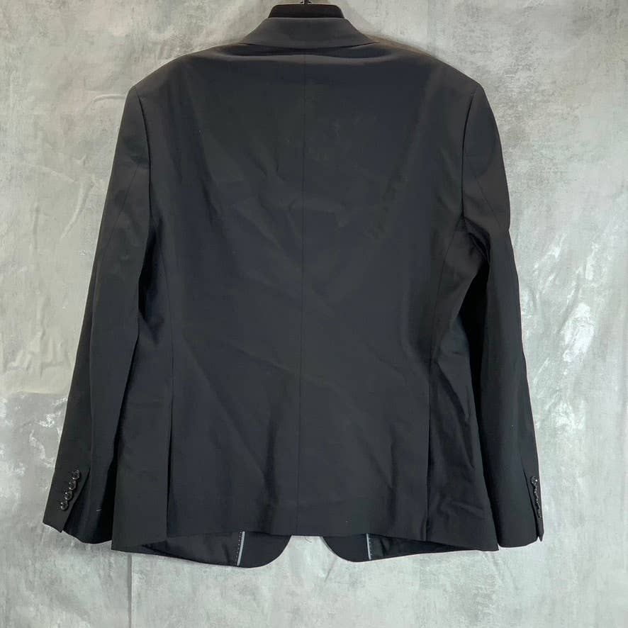 BAR III Men's Solid Black Short Two-Button Slim-Fit Wool Suit Jacket SZ 44S