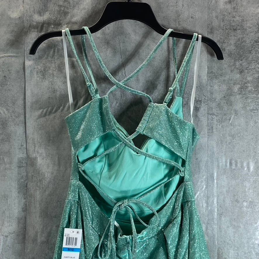 B. DARLIN Juniors' Mint Glitter Knit Sweetheart Neckline Pocketed Dress SZ 9/10