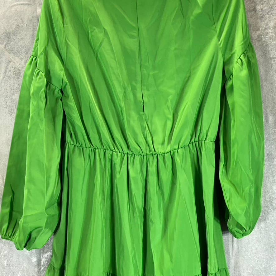 ALFANI Women's Palm Leaf Mockneck Tiered Blouson Sleeve A-line Midi Dress SZ 6