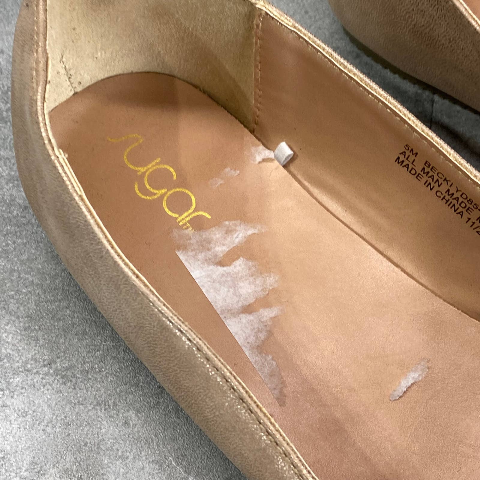 SUGAR Big Girl's Gold Metallic Becki Crisscross Round-Toe Slip-On Flats SZ 5