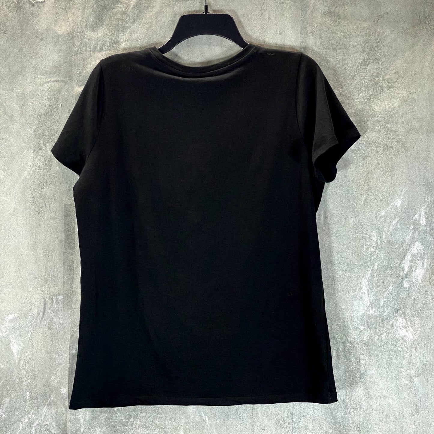 CALVIN KLEIN Women's Black Signature Logo Crewneck Short-Sleeve Tee SZ M