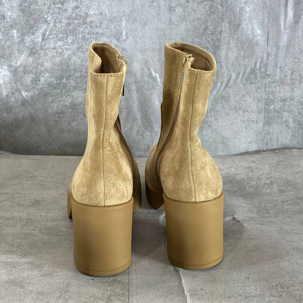 ANNE KLEIN Women's Dark Natural Sierra Square-Toe Block-Heel Booties SZ 7