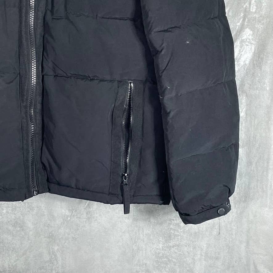 MARC NEW YORK Men's Black Hubble Faux-Fur Collar Puffer Jacket SZ S