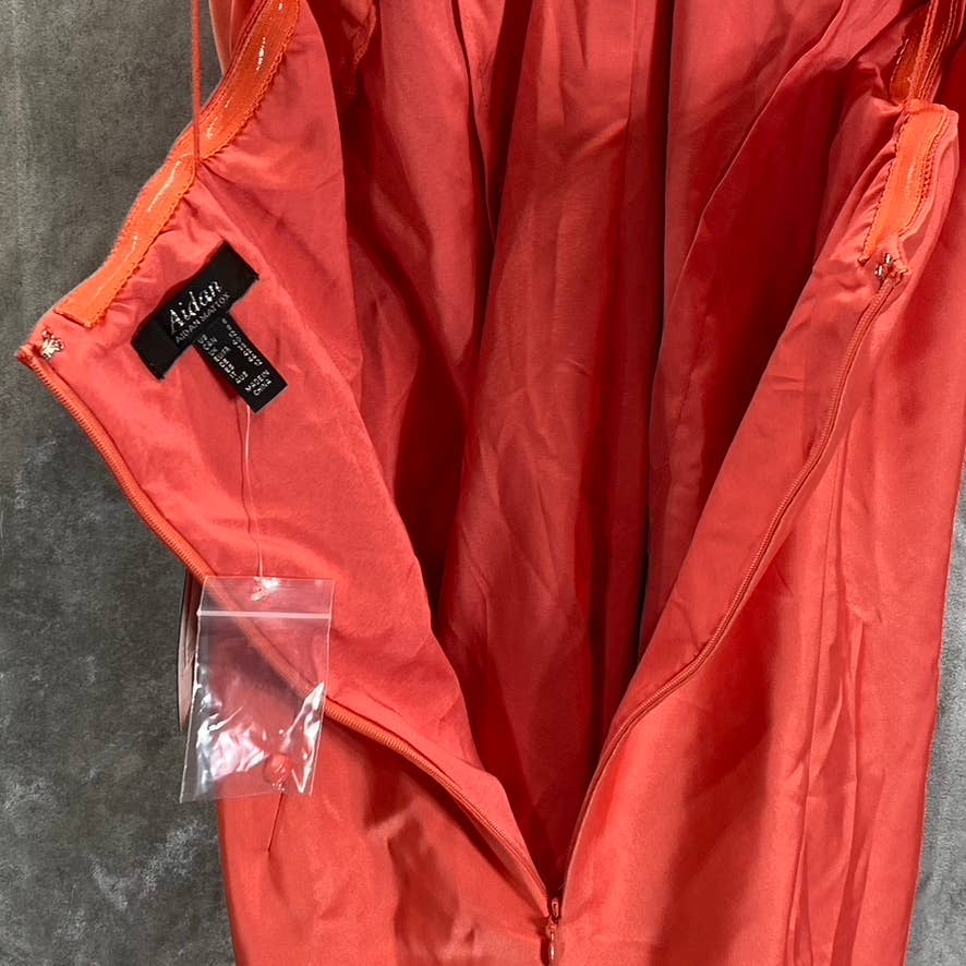 AIDAN By AIDAN MATTOX Women's Sunkist Coral Cross Front Halter Midi Dress SZ 8