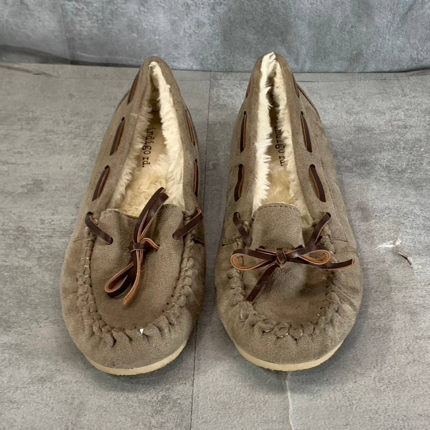 INDIGO RD. Women's Tan Faux-Fur Moccasin Round-Toe Slippers SZ 5.5
