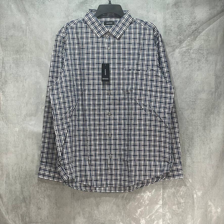 ALFANI Soft Shore Plaid Woven Long Sleeve Button Down Shirt SZ XL