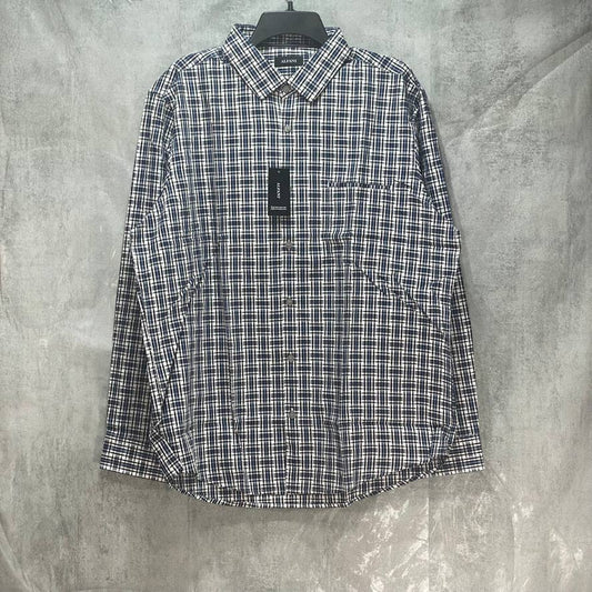 ALFANI Soft Shore Plaid Woven Long Sleeve Button Down Shirt SZ XL