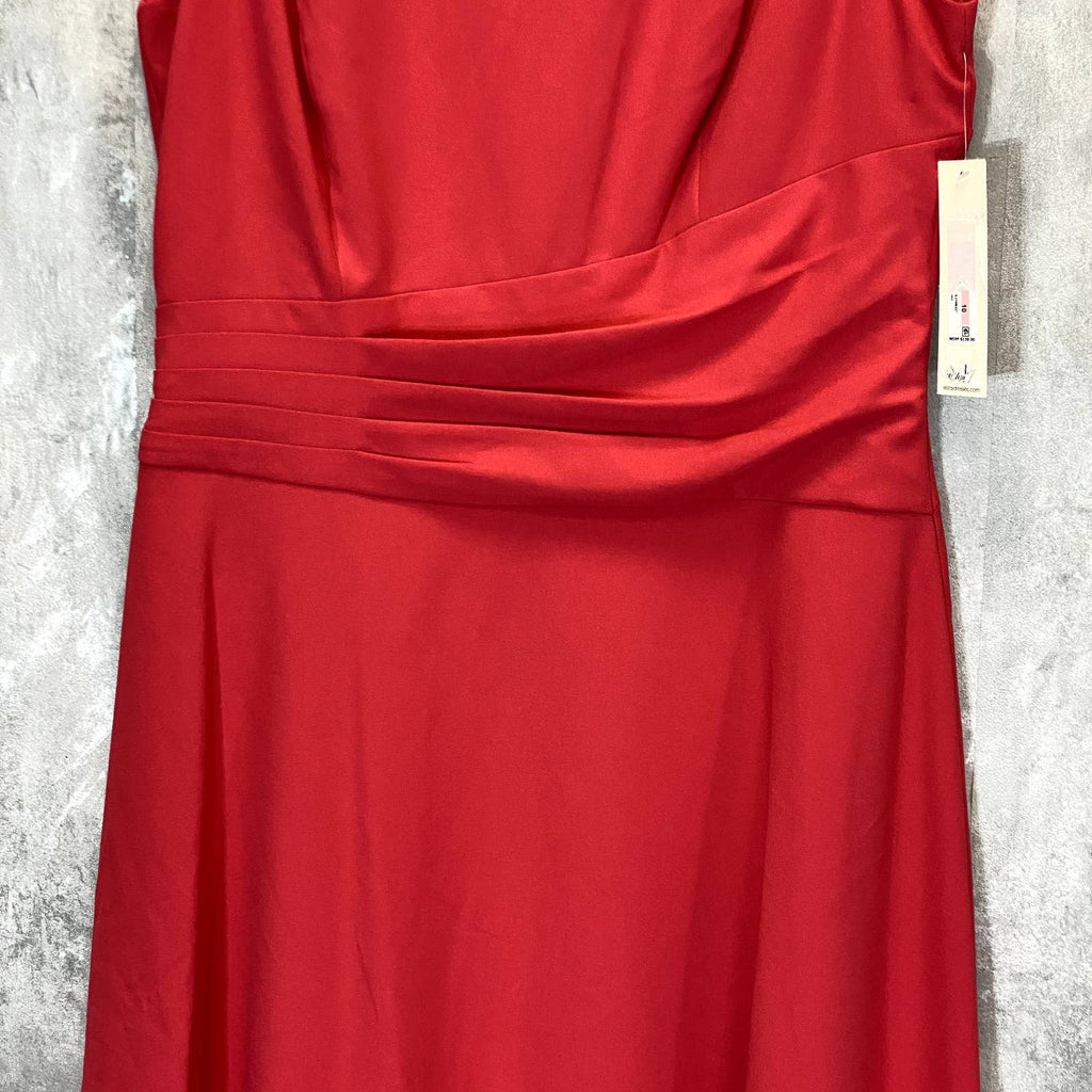 ELIZA J Women's Red Ruched Sleeveless Fit & Flare Knee Length Dress SZ 10