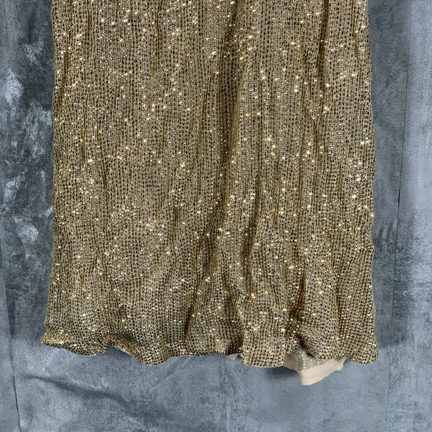 MLV Women's Gold Sequin Carmen V-Neck Adjustable-Straps Mini Dress SZ S