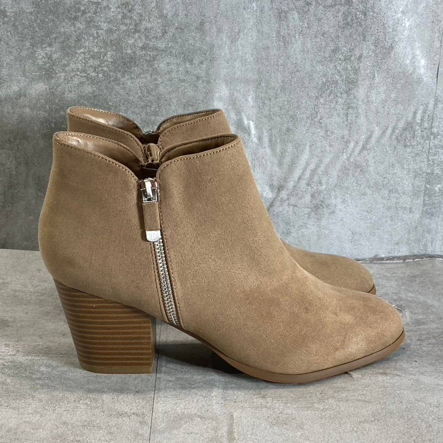 STYLE & CO Women's Taupe Masrinaa Almond-Toe Slip-On Block-Heel Ankle Booties